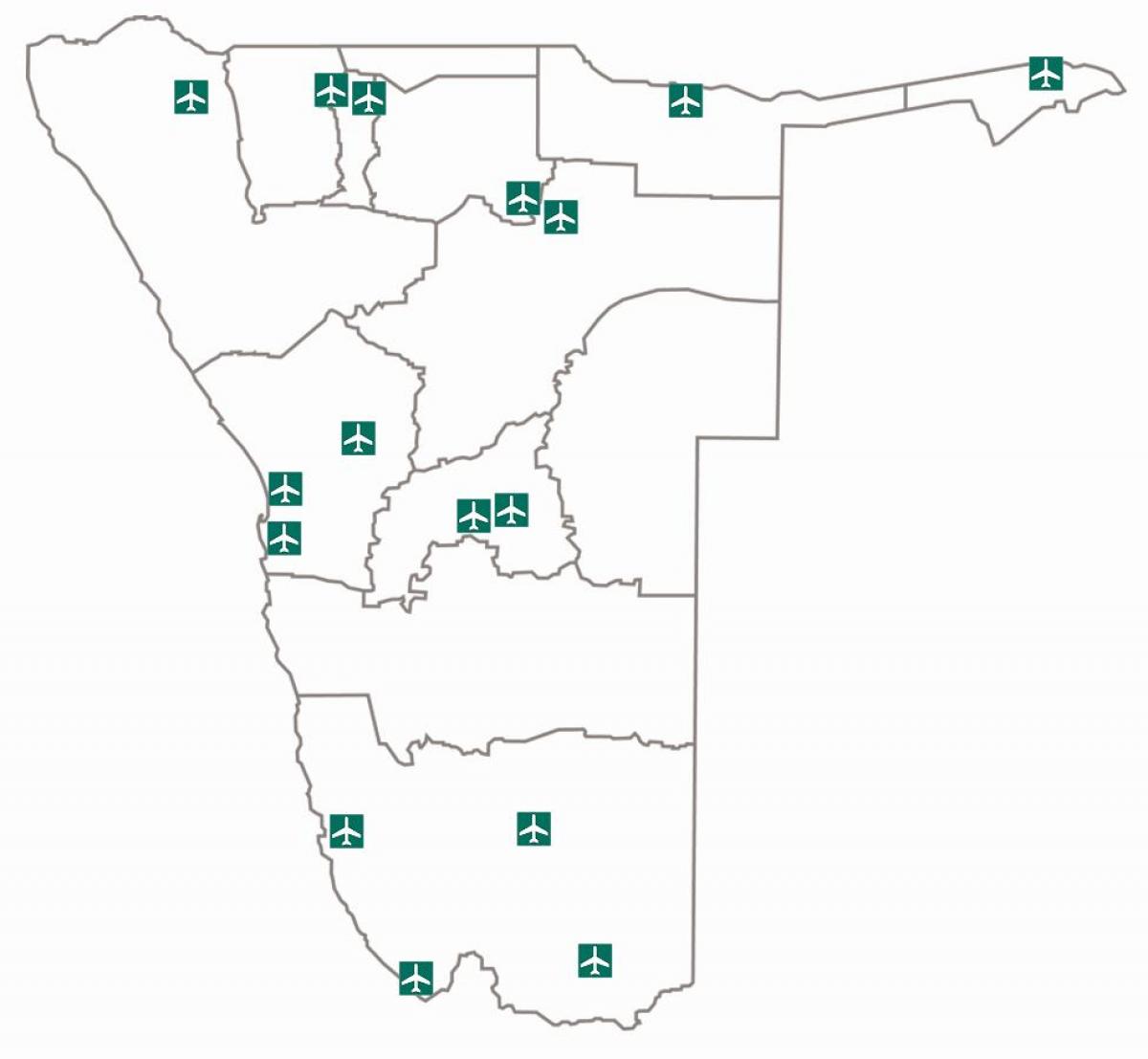 Mapa de aeroportos en Namibia