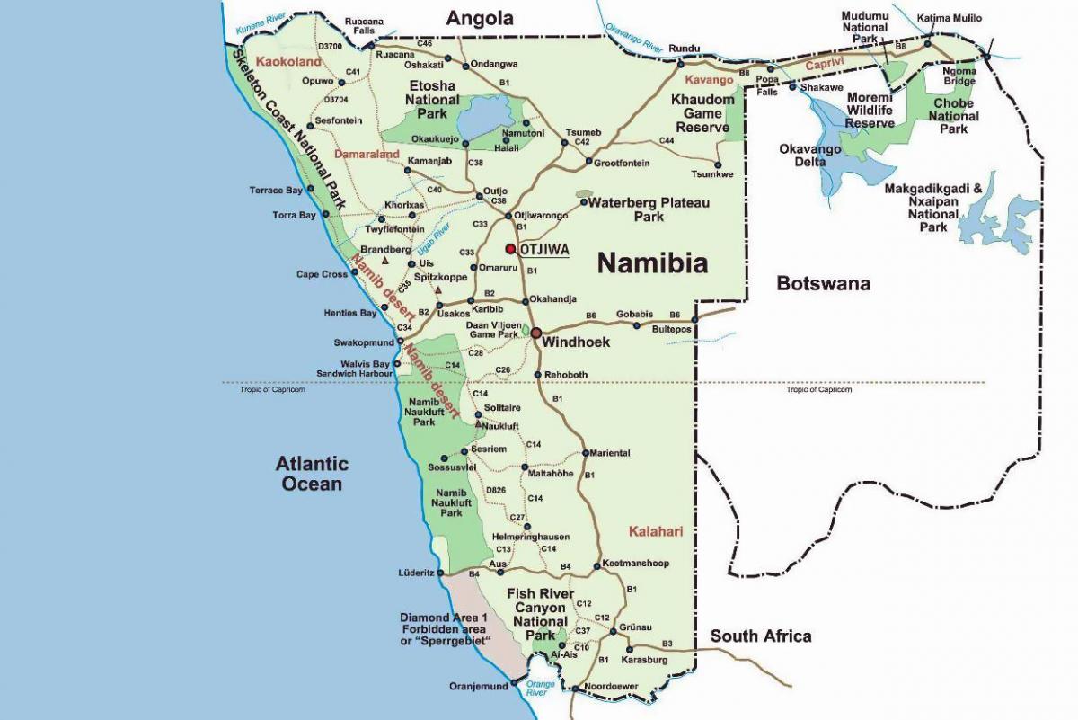 esqueleto costa Namibia mapa