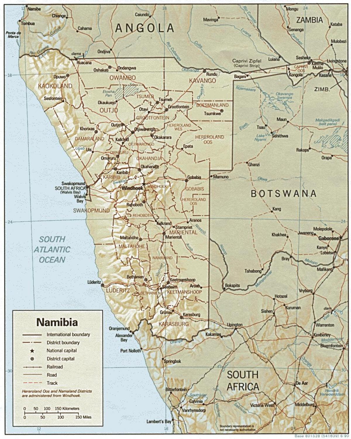 Mapa de Namibia facenda