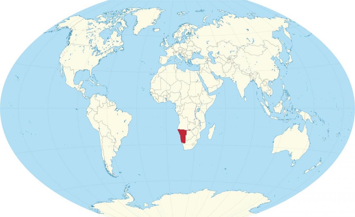 Namibia localización no mapa do mundo